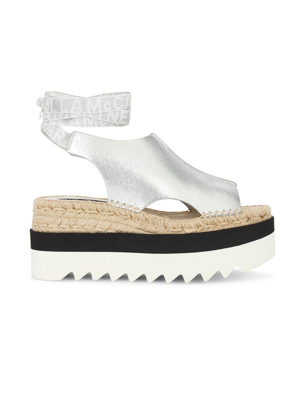 Stella Mccartney Metallic Silver Gaia Platform Sandals Size 39 EU / US 9